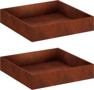 vidaXL Macetero De Jard&iacute;n 2 Uds. Oxidado 80 X 80 X 20 Cm Acero Oxidado Vidaxl