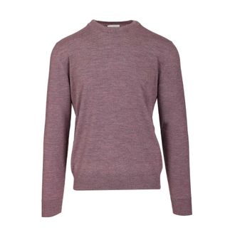 Ballantyne Crewneck Merino Wool Jumper With Ribbed Cuffs - male - Ballantyne - Round-neck Knitwear - Purple - 2XL - Knitwear