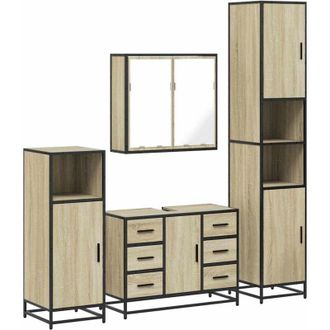 vidaXL Juego De Muebles De Ba&ntilde;o 4 Pzas Contrachapada Roble Sonoma Vidaxl
