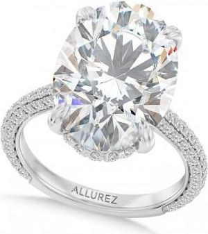 Allurez Oval Lab Diamond Engagement Ring 14K White Gold (8.90ct)