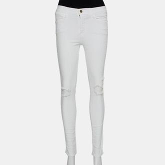 Frame Denim Frame White Denim High Skinny Distressed Blanc Jeans