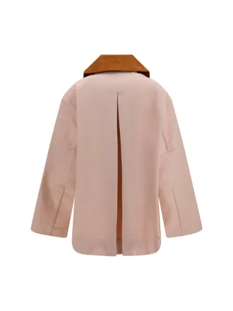 Ganni Womens Twill Jacket With Suede Details Primrose Pink Polyester
