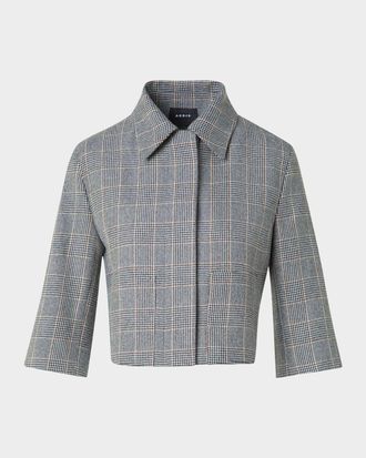 Akris Winslow Short Prince Of Wales Check Cashmere Jacket