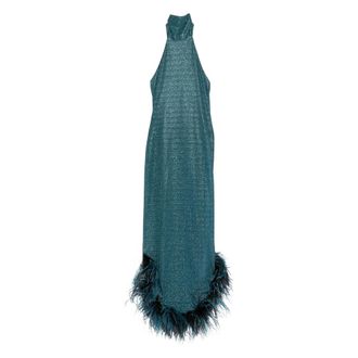 Os&eacute;ree Lumi&egrave;re Plumage Halterneck Dress