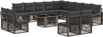 vidaXL Conjunto De Sof&aacute;s De Jard&iacute;n 14 Uds. Gris Y Gris Oscuro Vidaxl
