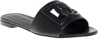 Dolce & Gabbana Womens Slip-On Sandals Black Leather Lambskin