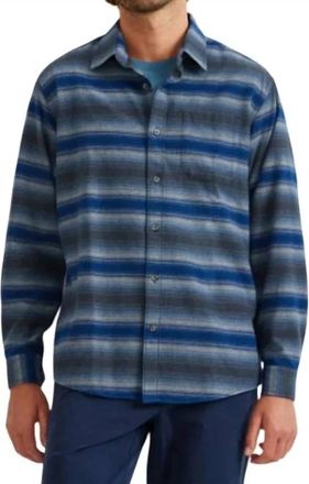 Eddie Bauer Striped Long Sleeve Flannel Button Up Shirt In Dusty Blue Gray