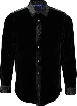 Lords of Harlech Ned Button-Up Velvet Shirt in Black at Nordstrom, Size X-Large