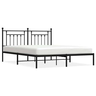 Berkfield Home Metal Bed Frame with Headboard Black 183x213 cm