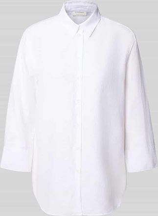 Eterna Loose Fit Hemdbluse aus Baumwoll-Leinen-Mix in Weiss, Größe 38