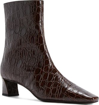 Giuseppe Zanotti Laarzen met krokodillen-reliëf en vierkante neus - Bruin