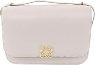 Loewe Pre-owned Goya Anagram Lederen Schoudertas - Dames - Vintage Schoudertas - Beige - ONE Size - Leer - Vintage