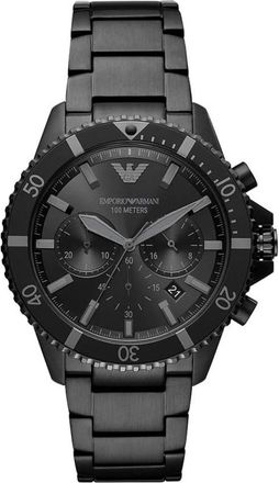 Emporio Armani Duik Chronograaf Horloge - Heren - Horloges - Zwart - ONE Size - Accessoires