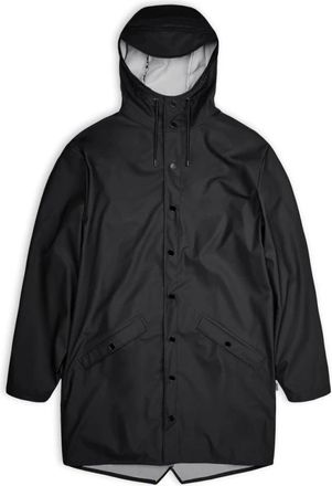 Rains Zwarte Lange Regenjas Waterdicht Winddicht - Dames - Regenjassen - Zwart - M - Polyester - Jassen