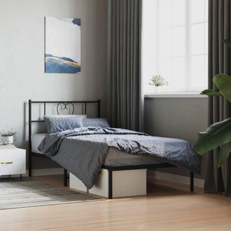 vidaXL Estructura Cama Sin Colch&oacute;n Con Cabecero Metal Negro 107x203 Cm Vidaxl
