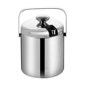 OEM Seau A Glace - Acero Inoxidable Doble Pared - Para Vino Champagne Cerveza - Capacidad 4 L - Con Colador Y Pinzas - 1 Unidad