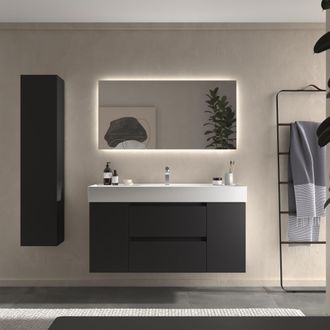 Cygnus Bath Salgar - Mueble Ba&ntilde;o Bequia 120cm Y Coqueta Centrado Y Lavabo Negro 120x45x66