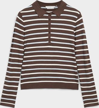 Contemporaine Womens Stretch striped Polo Shirt sweater