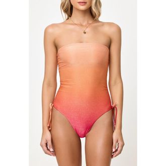L*Space Elise Ruched Rib One-Piece Swimsuit in Ocaso at Nordstrom, Size X-Large
