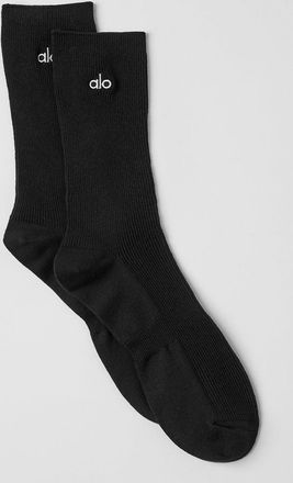 Alo | Half-Crew Understated Socks in Black, Size: Medium