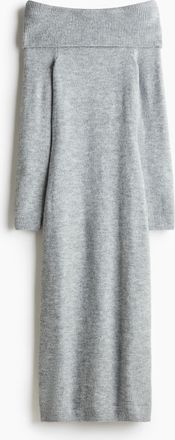 H&M Schulterfreies Feinstrickkleid - Grau