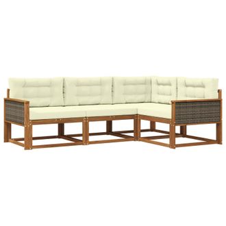 vidaXL Conjunto De Sof&aacute;s De Exterior Con Coj&iacute;n 4 Pcs Natural Y Crema Vidaxl