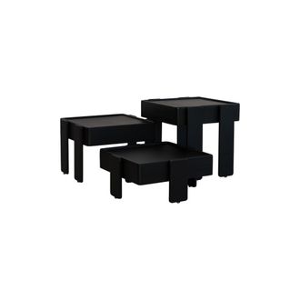 Tikamoon Mesas auxiliares apilables negras de mango macizo