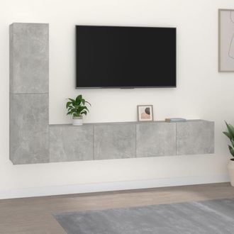 vidaXL Set De Muebles De Tv 4 Pzas Madera Contrachapada Gris Hormig&oacute;n Vidaxl