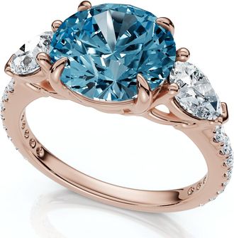 Pompeii3 3 1/2Ct Fancy Blue Lab Grown Accent Diamond Engagement Ring 14k Gold