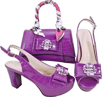 Generic Womens Italian Style Shoes and Bag Set Elegant Style Party Wedding Business Casual Suit Purple