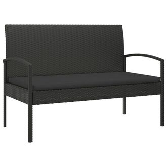 vidaXL Banco De Jard&iacute;n Con Coj&iacute;n Rat&aacute;n Sint&eacute;tico Negro 105 Cm Vidaxl