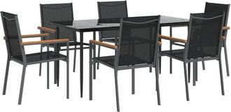 vidaXL Vidaxl - 7 Piece Garden Dining Set Black Textilene and Steel