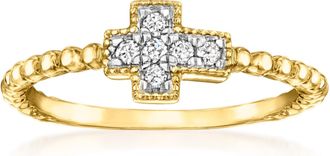 Ross-Simons Diamond Cross Beaded Ring in 18kt Gold Over Sterling