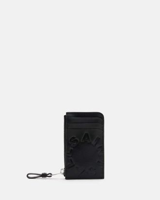 AllSaints cow leather Isamu Tierra Embossed Leather Cardholder, Size: 12x7x1.5cm