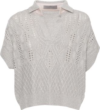 D.exterior Polo Shirts, female, Gray, Size: M Lurex Top