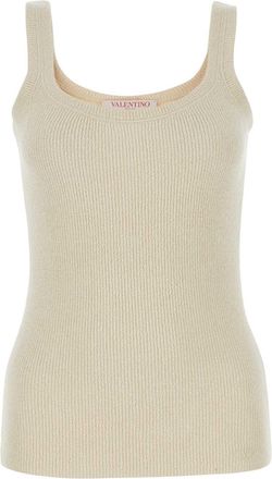 Valentino Garavani Womens Sand Silk Tank Top - Ivory - Size X-Small