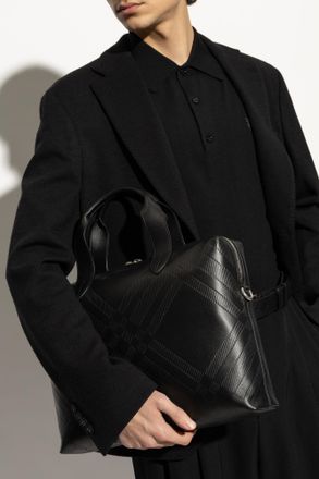 Burberry Leather Briefcase, Mens, Black
