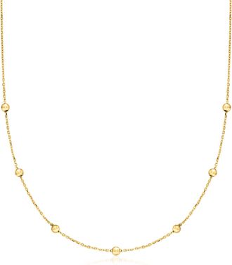 Canaria Canaria Italian 10kt Yellow Gold Bead Station Necklace
