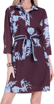 Jade Yoga Band Collar Trimmed Dress In Mystic Flora Dress