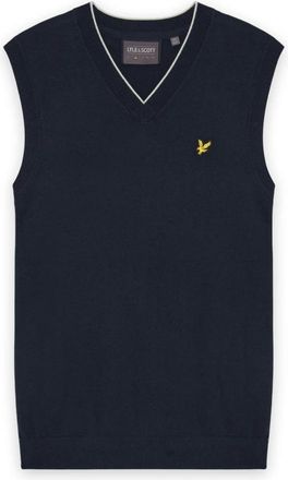 Lyle & Scott Golf V Neck Light Weight Vest - Heren - Spencers - Blauw - 2XL - Katoen - Truien & Vesten