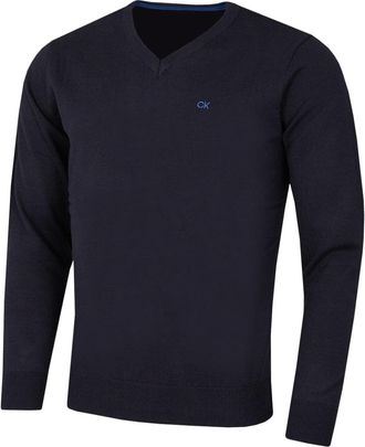 Calvin Klein Mens V-Neck Sweater - Navy - XXXXL