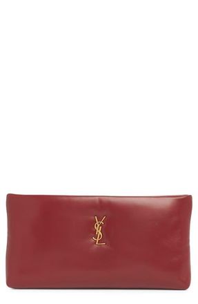 Saint Laurent Calypso Long Leather Pouch Clutch in Rouge Merlot at Nordstrom
