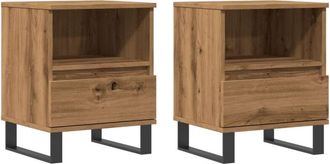 vidaXL Mesitas De Noche 2 Uds Madera Roble Artisian 40x35x50 Cm Vidaxl