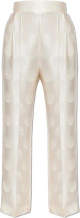 Valentino Garavani Broeken, Dames, Beige, XS, Zijden Pantalon met Plooi