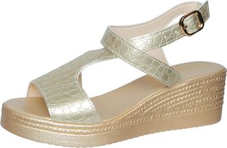 Generic Womens Wedge Espardilles Sandals Peep Toe Platform Summer Casual Beach Walking Shoes with Ankle Strap Buckle (7.5,Gold)