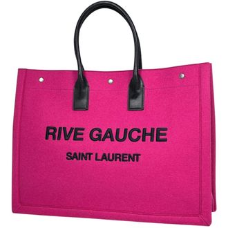 Saint Laurent Black Pink Felt Leather Tote Bag (Pre-Owned)
