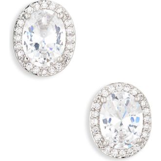 Nadri Halo Oval Stud Earrings in Rhodium at Nordstrom Rack