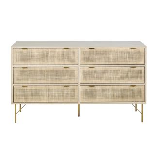 Maisons du monde C&oacute;moda doble con 6 cajones y rejilla de rat&aacute;n 140 cm