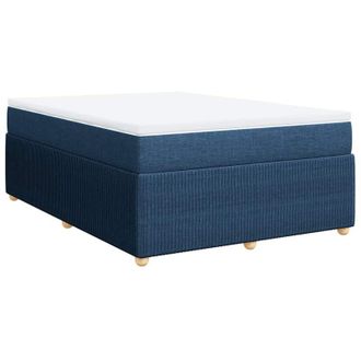 vidaXL Cama Box Spring Con Colch&oacute;n Tela Azul 140x190 Cm Vidaxl