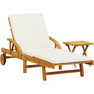 vidaXL Vidaxl - Tumbona Con Coj&iacute;n Y Mesa Madera Maciza De Acacia